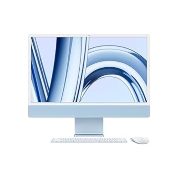 iMac. O computador desktop tudo em um da Apple com chip M3 (2023): CPU de 8 núcleos, GPU de 8 núcleos, tela Retina 4.5K 24 pol, 8 GB de memória unificada, SSD 256 GB e acessórios na mesma cor. Azul