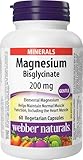 Webber Naturals Magnesium Bisglycinate 200 mg, 60 Capsules, Supports Bone and Muscle Functions, Vegan