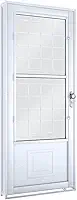 Porta de Aço Giro com Vidro e Grade Lucasa Facilità 215cmx90cm Branco