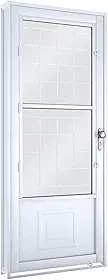 Porta de Aço Giro com Vidro e Grade Lucasa Facilità 215cmx90cm Branco