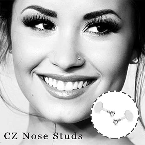 FIBO STEEL 16 Pcs 16G Clear Bioflex 2MM CZ Labret Monroe Lip Ring Helix Stud Earrings Body Jewelry Piercing3