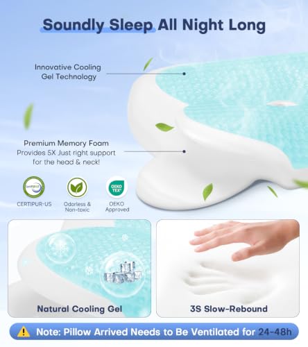 2026 Cooling Gel Memory Foam Pillow, Cervical Neck Pillow for Pain Relief - image 2