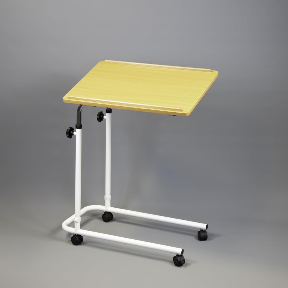 NRS Healthcare Mesa de sobrecama, inclinación y altura ajustable. Se suministra con ruedas giratorias o patas de diván deslizantes, efecto moderno de haya