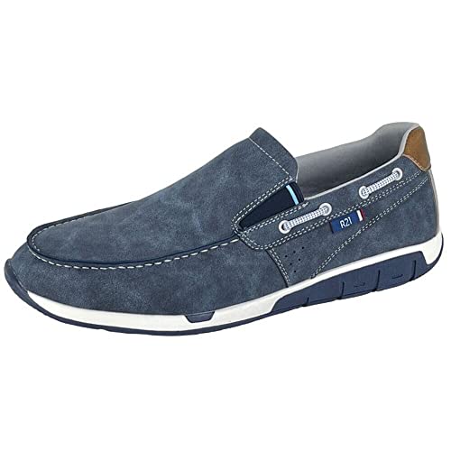 R21 Mens Twin Gusset Memory Foam Leisure Comfort Casual Slip On Shoes Navy Blue 12 UK