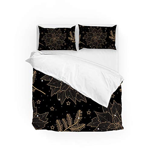 Parure de lit 3 pièces King avec housse de couette Noël en polyester doux