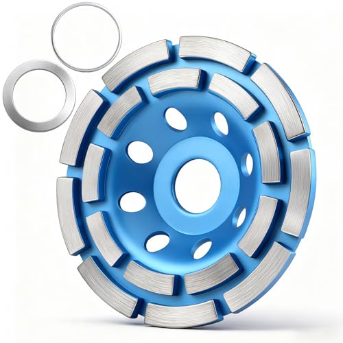 Image of 4-1/2 Inch Diamond Concrete Grinding Wheel, Double Row Cup Wheel for Angle Grinder with 7/8" Arbor, for Cement, Marble, Granite Surface Polishing & Cleaning