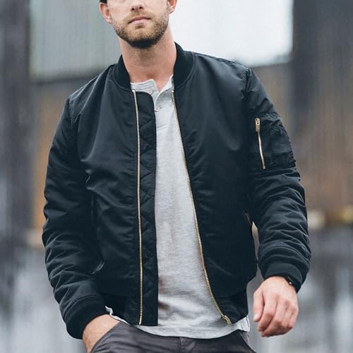 TACVASEN Men's Jackets Windproof Bomber Jacket Casual Padded Full Zip Coats Wine Red, M by TACVASEN - Image 2