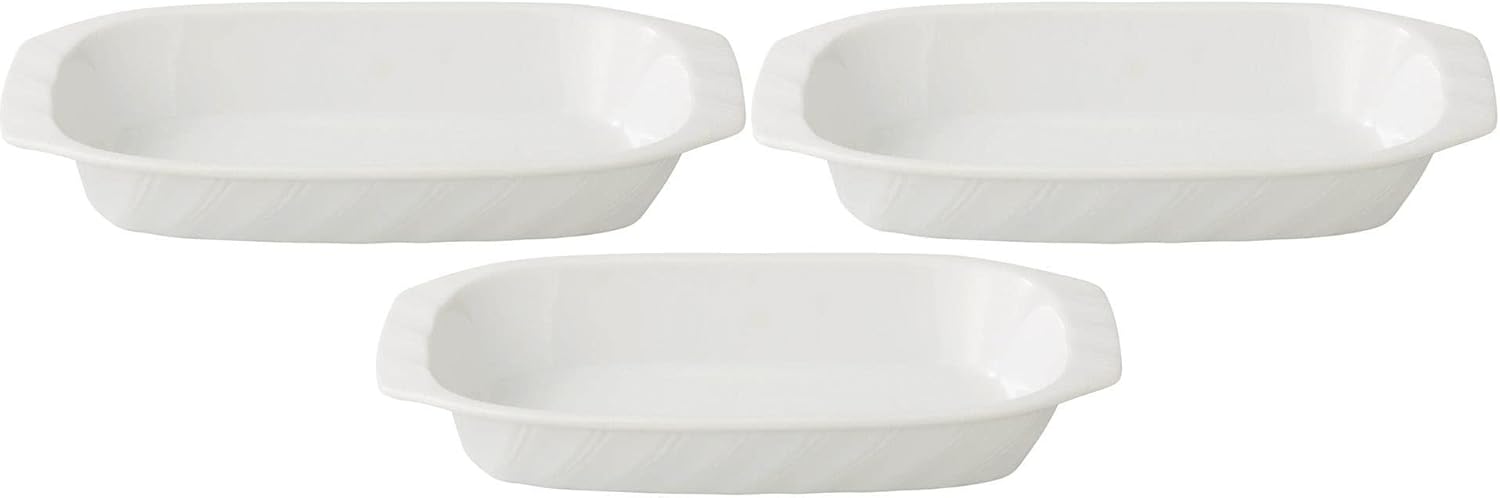 Set of 3 Shell White Gratin [8.5 x 4.4 x 1.4 inches (21.5 x 11.2 x 3.5 cm)] [Gratin Dish]