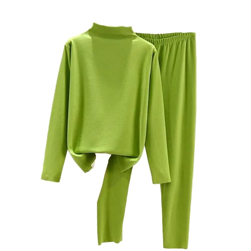 OFFSUM Ropa Interior Térmica Mujer - Traje De Lencería De Invierno para Mujer, Tops Ajustados De Terciopelo con Cuello Medio Alto Y Pantalones Largos, Ropa De Descanso Cálida Y Sencilla De 2 Pie