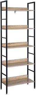 WOLTU Heavy Duty Bookcase Shelf Unit 5 Shelves Storage Rack Black and Light Oak Shoe Rack Boots Rack RGB9303she