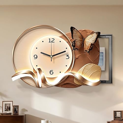 Peinture décorative pour boîtier de compteur avec horloge silencieuse marron 85x60cm