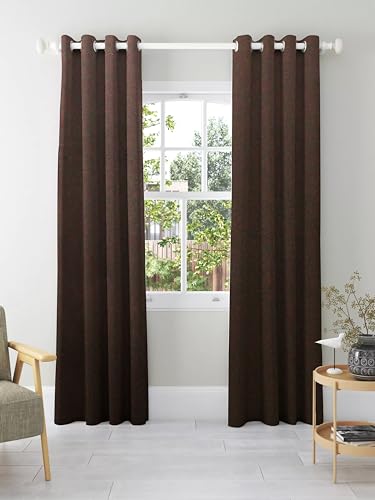 Amazon Basics - Room Darkening Blackout Door Curtains, 100% Room Darkening | 7 Feet |Set of 2| Plain Design | for Living Room and Bedroom | 115cmx210cm, Color- Coffee