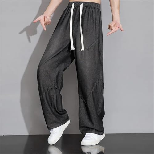 Men's Loose Wide Leg Jeans Straight Baggy Hip Hop Skateboard Denim Pants with Pockets3