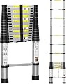 BOWEITI 12.5FT Telescoping Ladder, Portable Aluminum Extension Ladder w/Stabilizers, Lightweight Compact Telescopic Ladders 330lbs Capacity, Extension Ladder for Home, Outdoor (12.5FT,Silvery)