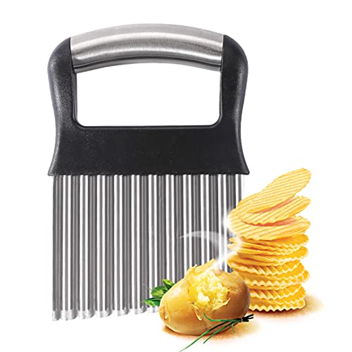 Mlysnd Cortador de Patatas Arrugadas, Cortador de Arrugas con Hoja de Acero Inoxidable, Cortador de Verduras Ondulado de Cocina para Zanahorias, Queso, Patatas Cover