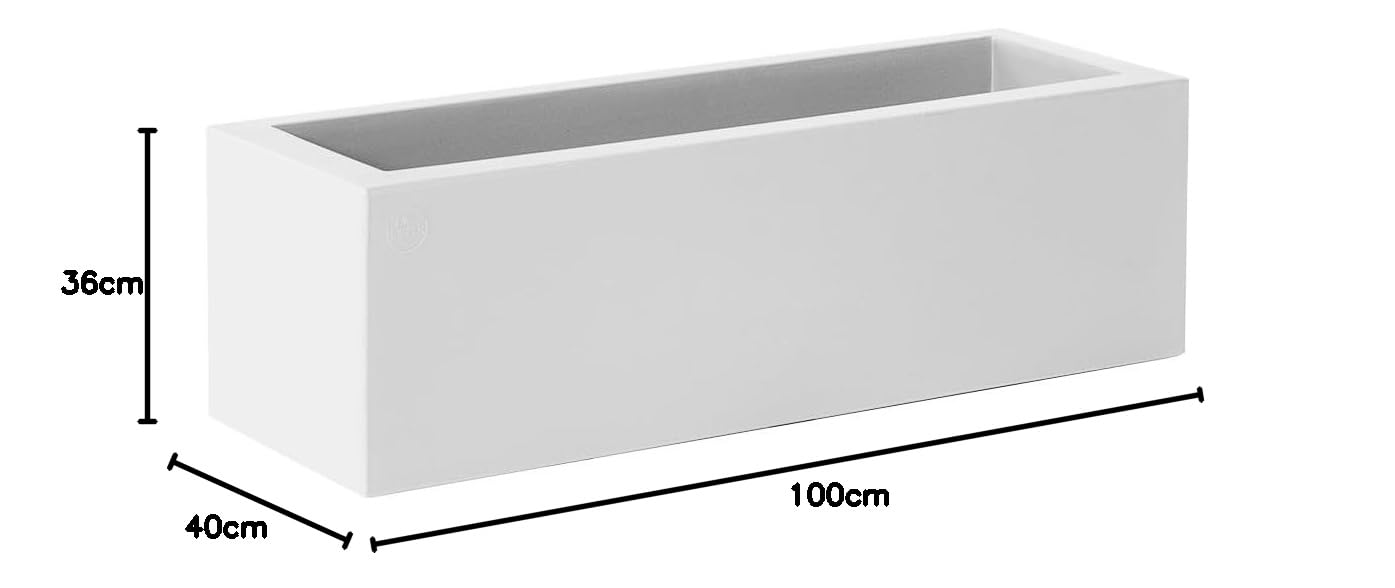 newgarden Jardinera Rectangular Blanca Grande 100 x 40 cm, macetero Exterior e Interior para Plantas, jardín y terraza – Jara