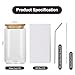 ASKIZ 16Pcs Glass Cups With Bamboo Lids and Straws,16Oz Ice Coffee Cup,Drinking Glasses Cups Set,Water Bottles Glasses for Juicing,Beer,Coffee,Soda,Tea-Glass Tumbler Reusable for Gifts