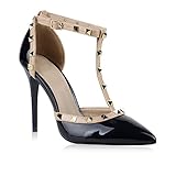 heels nieten  Damen Spitze Pumps Stiletto High Heels Hochzeit Braut Abiball Abend Nieten Slingpumps Damen Schuhe 144168 Dunkelblau Nieten 40 Flandell
