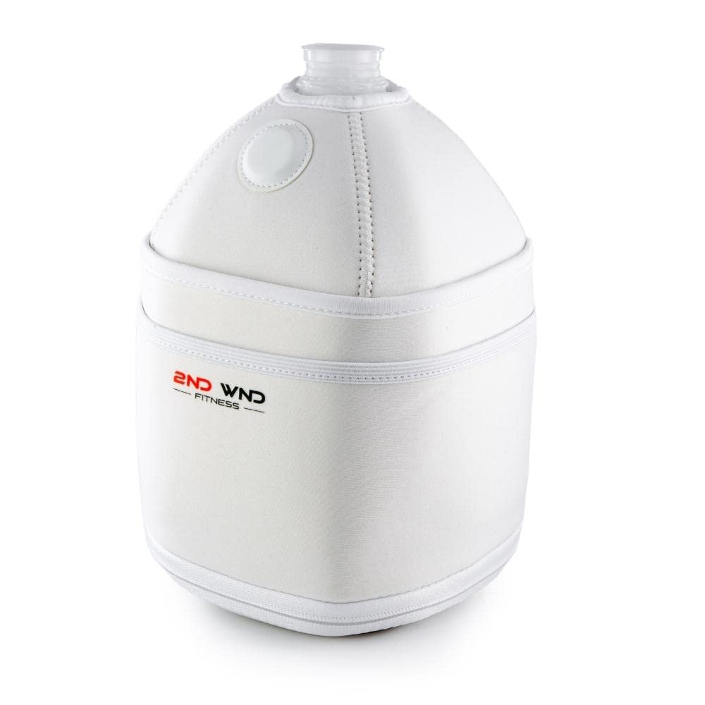 2ND WND Fitness 1 Gallon Blue Neoprene Insulating Sleeve with Storage Pockets and Magnetic Mount for (Jug Not Included) (White)