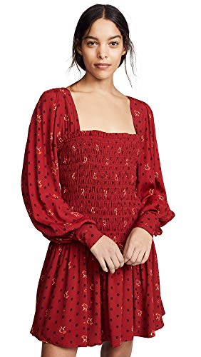Free People Women's Two Faces Mini Dress, Ruby, Red, Print, Small #TOP22