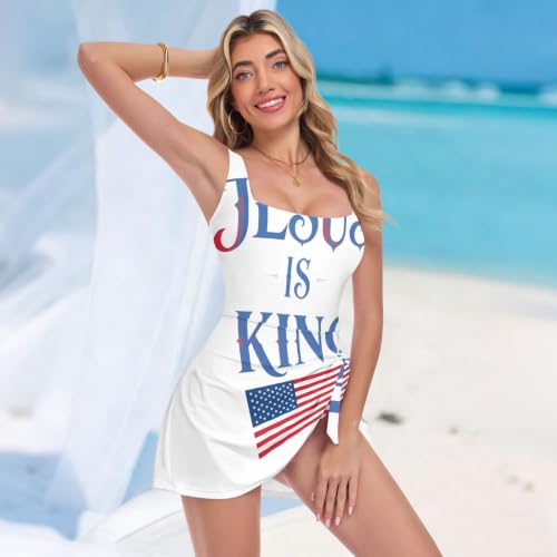 Traje de baño blanco con relleno para mujer is King Flag 3