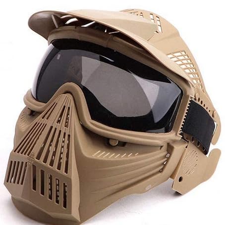 NINAT Airsoft Mask Tactical Masks Full Face with Lens Goggles Eye Protection for Halloween CS Survival Games Shooting Cosplay Mask Black Green Tan Grey Tan/Greylens Grey lens
