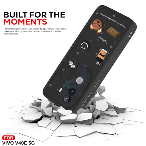 Image of AESTMO Back Case Cover for Vivo V40E 5G / iQOO Z9S 5G | Cute Fun Cartoon 3D Ball | Coffee Silicone Case | Full Body Protection | Camera Protection Back Cover for Vivo V40E 5G / iQOO Z9S 5G (Black)
