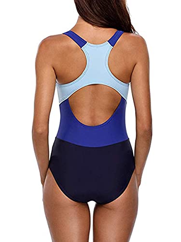 American Trends Womens Swimsuits One Piece Swimsuit For Women Athletic Training Racerback Swimwear Bathing Suits A Blue Bathingsuit Large thumb #3