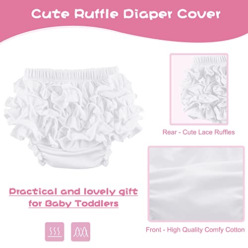 Uttpll Baby Bloomers for Toddler Girls Boys Ruffle Diaper Covers Infant Newborn Cute Cotton Knit Nappy Cover Kid Baby Girl Basic Shorts Panty Z Cotton White 0-6 Months - Thumbnail 3
