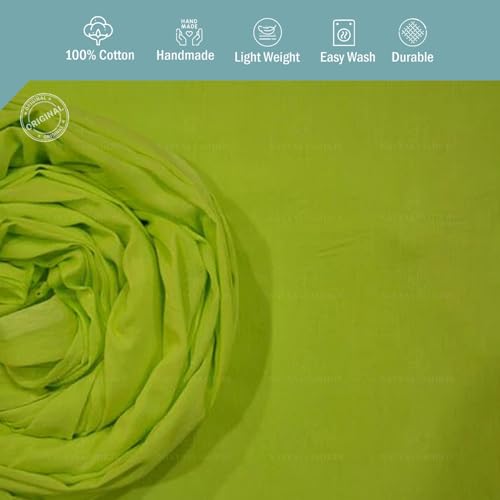 Image of Plain Mulmul Soft Cotton Fabric | Lightweight Breathable Mulmul Cloth | Super Quality Natural Cotton Fabric for Kurta, Dress, Dupatta, Lining & Craft Use (Neon Green, 3.5 Meters)