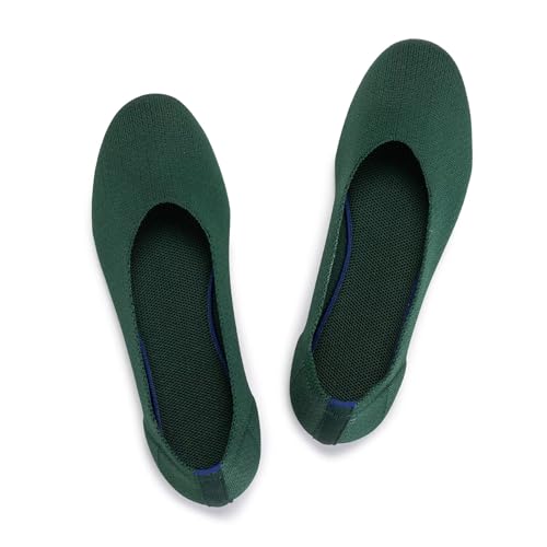 Image of Frank Mully Women's Ballet Flat Shoes Knit Dress Shoes Round Toe Slip On Ballerina Flats for Woman Low Wedge Comfort Soft