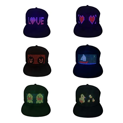 menolana LED Luminoso Flash Magia Bluetooth Inteligente Tela de Moda Chapéu Chapéu Extravagante Cap