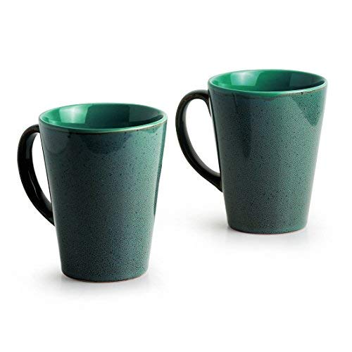 Coupes de thé céramique vitrée tasses à café 320ml ensemble de 2 bleu - 4