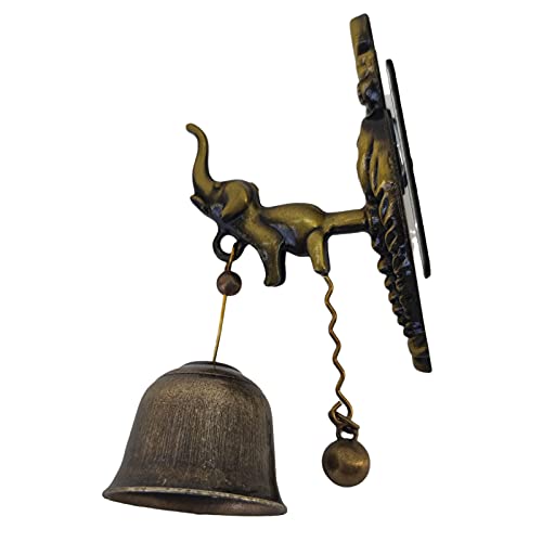 Rikavim Antique/Vintage Medieval Faux Bronze Doorbell, Wall Mounted Rustic Door Bell, Garden Hanging Bell Doorbell Door Bell Store Entry Door Chime Home Decoration (Elephant)