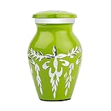 INTAJ Cremation Urns for Human Ashes - Keepsake Funeral Urn for Ashes Handcrafted - Diamond Cut Affordable Urn for Ashes Engrave - Large Burial Urn Deal (Lime Green, Small Set of 1)