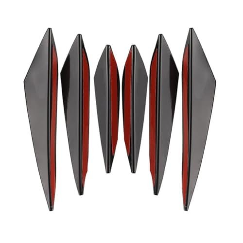 Spoiler Pare-Choc Avant Lot 4 Ou 6 Diffuseurs Universels pour Parechoc Avant Ailerons Carrosserie Aileron Voiture Décoration Tuning(6PCS Black)