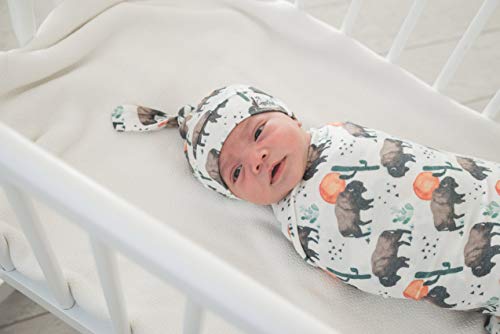 Image of Baby Beanie Hat Top Knot Stretchy Soft inchBison inch by Copper Pearl