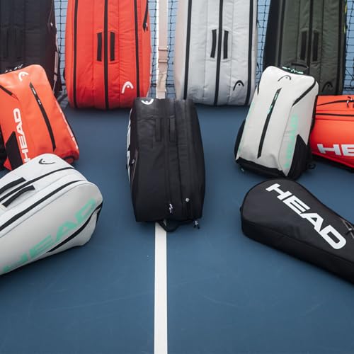 Image of HEAD Tour Racquet Tennis Bag (65L) | 3 Main Compartment | Space for 9 Rackets | 1 Inside & 1 Outside Zipper Pocket | 2 Way Carry System | CCT+ | Material: Polyester-PU | Color: Black-White | Size: L