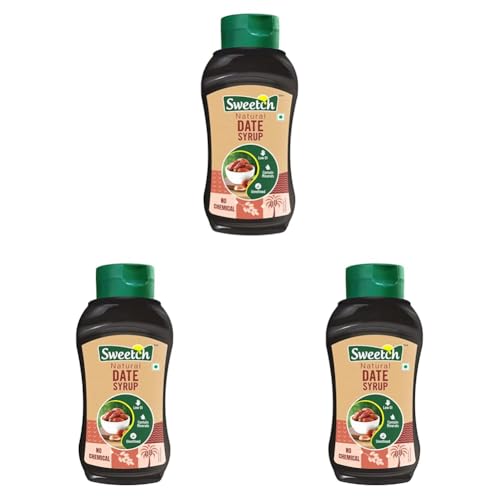 Image of Sweetch Dates Syrup | Pure Natural Sweetener | No Added Sugar or Preservatives | Ideal for Milk, Cookies, Milkshakes, Pancakes, Muffins & Toppings | Convenient Squeeze Bottle (400 gm, Pack of 3)