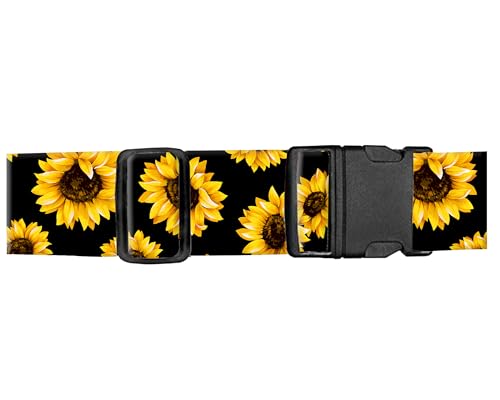 Image of Luggage Straps for Suitcases, Adjustable Travel Belt, Durable Wide Luggage Strap, Cute Suitcase Strap Identifiers with Buckle, Bag Straps for Luggage, Cute Sunflowers