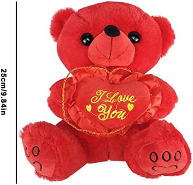 Huaxingda Bear In Heart Red Color, Bear Toy With I Love You, Heart, 9.84" Soft Bear Plushie Toy, Stuffed Animals Toy Stuffed Animal Gifts Valentines Day Decor For Bedroom Living Room