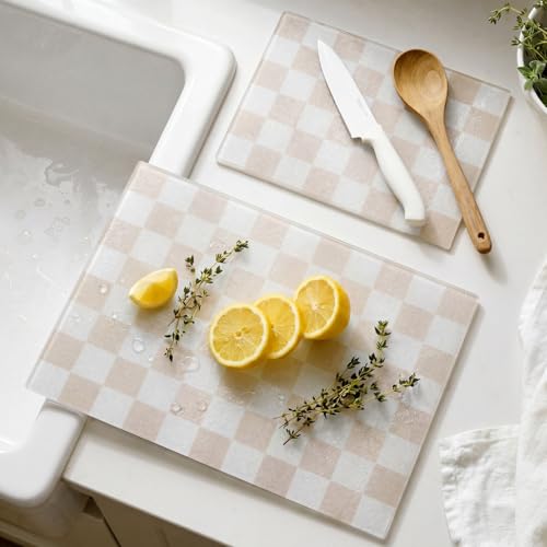 Set de 2 Tablas para Cortar de Vidrio Templado Beige 7.9x11in y 11x15in miniatura 1