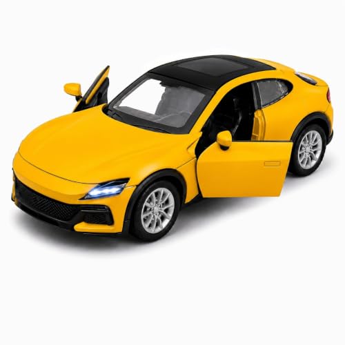 Image of TEC TAVAKKAL 1:36 Scale Diecast Metal Toy Car with Openable Doors, Pull-Back Action, LED Lights & Music - Premium Mini Sports Car Model for Kids & Collectors (Porsche Yellow)