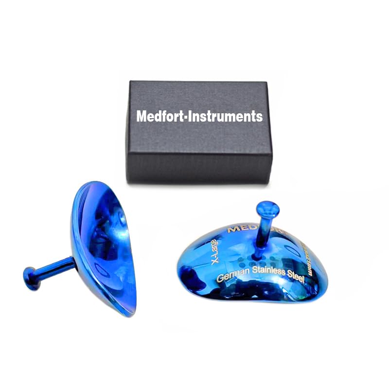 Corneal Eye Shield Protector, Stainless Steel, 32mm x 21mm, X-Large, Blue, Set of 2