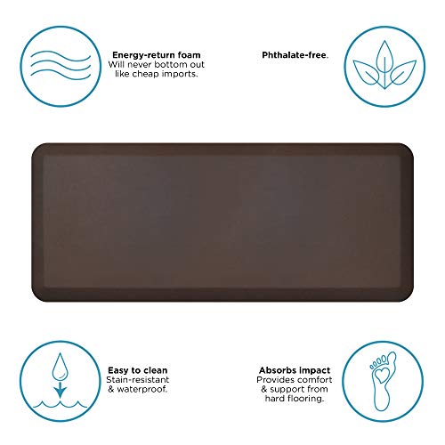 GelPro Designer Comfort 3/4\" Thick Ergo-Foam Anti-Fatigue Kitchen Floor Mat, 20\"x48\", Leather Grain Truffle