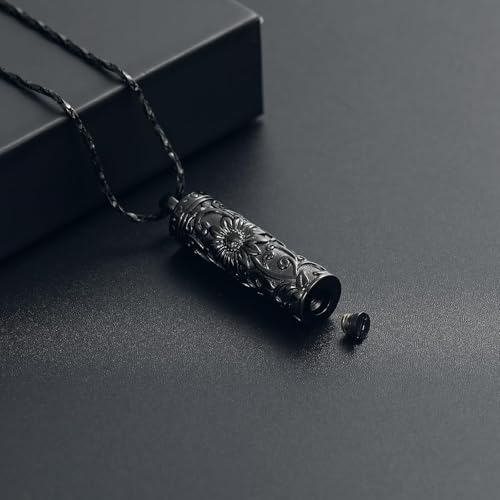 Imrsanl Cremation Jewelry Rose Flower Urn Necklace with Hollow Cylinder Cremation Keepsake Urn Pendant Memorial Lockets for Ashes for Women Men4