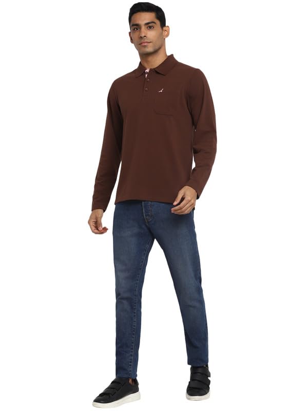 Image of AMERICAN CREW Men's Cotton-Poly Regular Full Sleeve Polo T-Shirt with Pocket