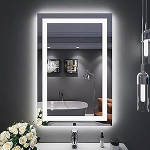 LOAAO 24″X36″ LED Bathroom Mirror with Lights, Anti-Fog, Dimmable, Backlit + Front Lit, Lighted Bathroom Vanity Mirror for Wall, Memory Function, Tempered Glass, Safe to Use, ETL Listed