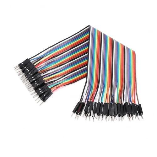 Image of Tishvi 40 Male to Male Jumper Wires - Breadboard Connecting Cables for Arduino, Raspberry Pi, ESP32 & DIY Electronics Projects