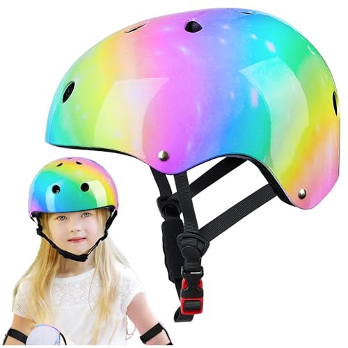 Unicorn Castle Kids Helmet Girls Bike Helmet Toddler Skateboard Helmets for 2-8 ys,Comfortable Dial Fit Adjust,Multi-Sport,Rainbow